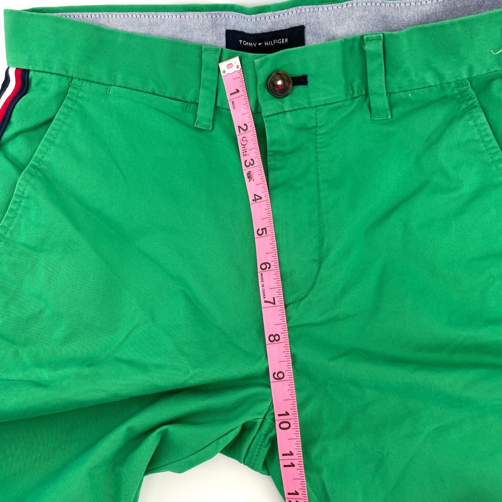Tommy Hilfiger Mens Side Stripe Green Chino Shorts Size 29 Nautical Preppy - Picture 5 of 10